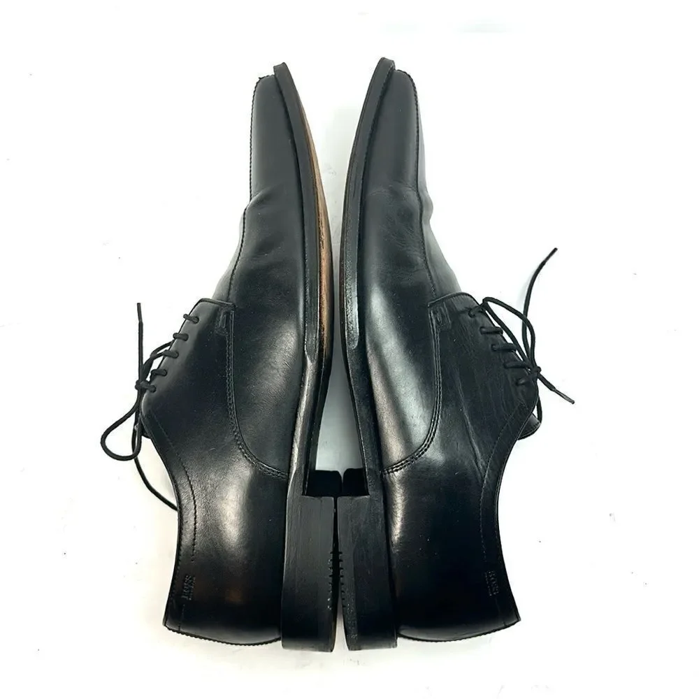 BOSS Hugo Boss Black Square Toe Dress Shoe Derby Lace Up Men’s Size US 11